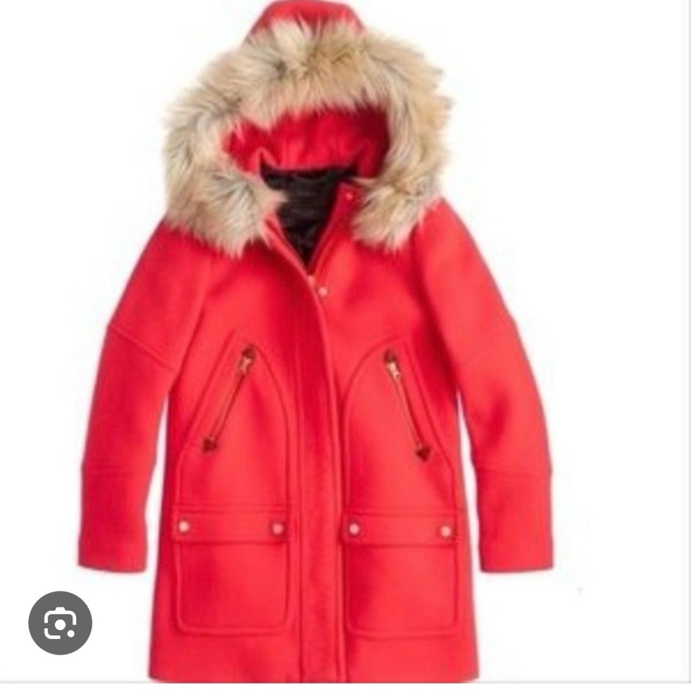 Crewcuts Faux Fur Hooded Red Jacket
